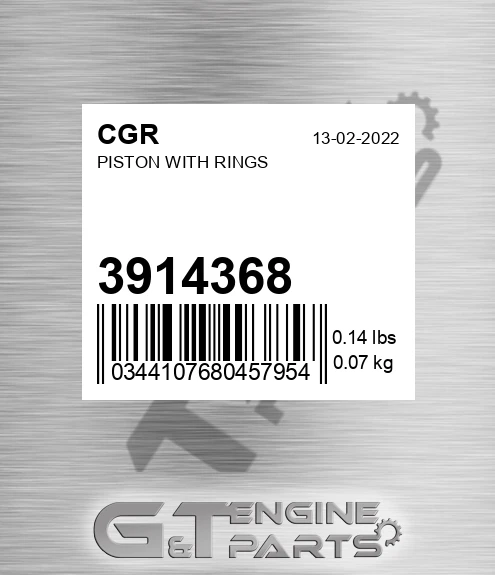 3914368 Piston With Rings
