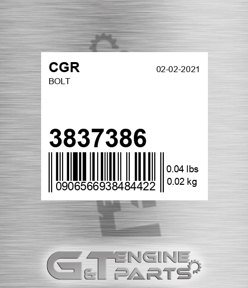 3837386 Bolt for CGR
