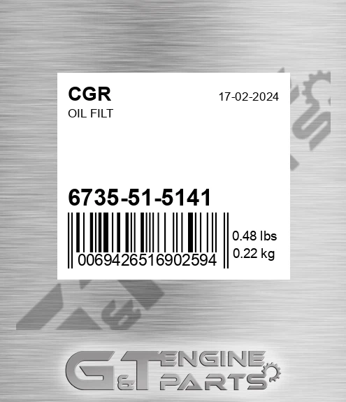 6735-51-5141 Oil Filt for CGR