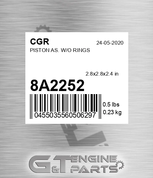 8A2252 Piston As. W/o Rings