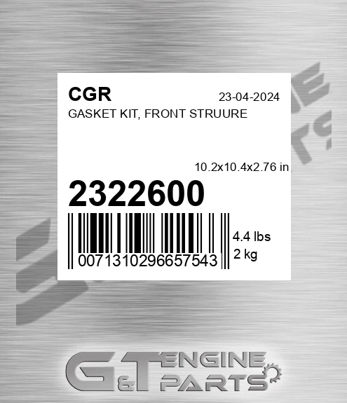 2322600 Gasket Kit, Front Struure