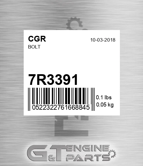 7R3391 Bolt for CGR