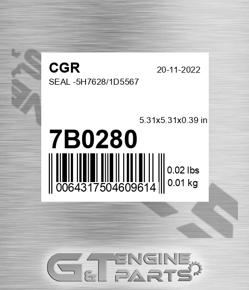 7B0280 Seal -5h7628/1d5567