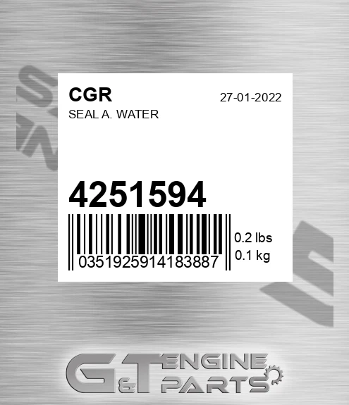 4251594 Seal A. Water for CGR