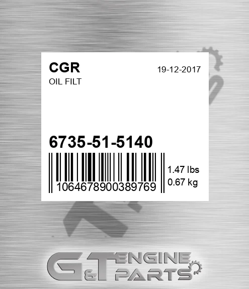 6735-51-5140 Oil Filt for CGR