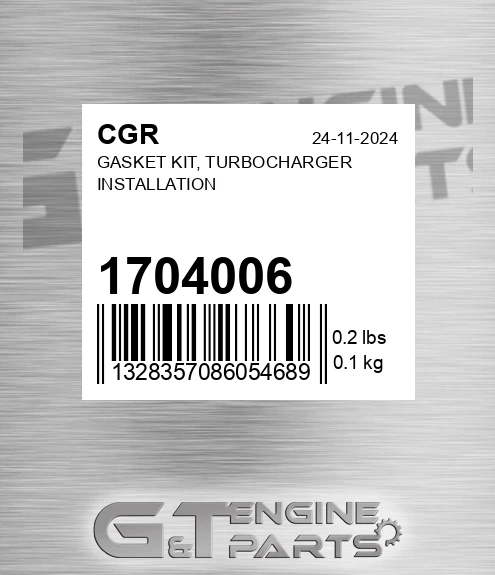 1704006 Gasket Kit, Turbocharger Installation