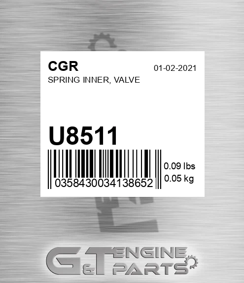 U8511 Spring Inner, Valve