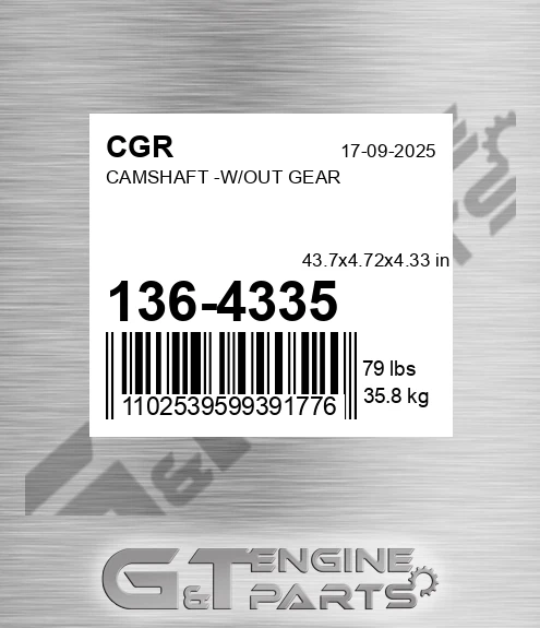 136-4335 Camshaft -w/out Gear