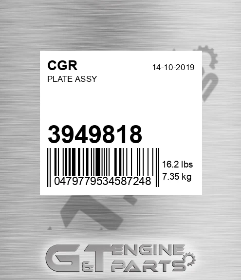 3949818 Plate Assy