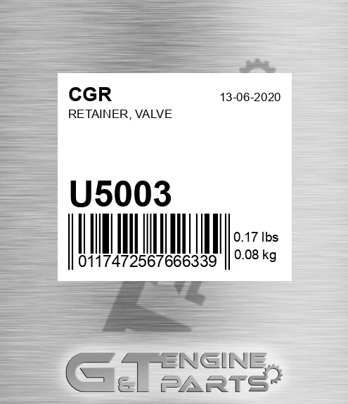 U5003 CGR Retainer, Valve