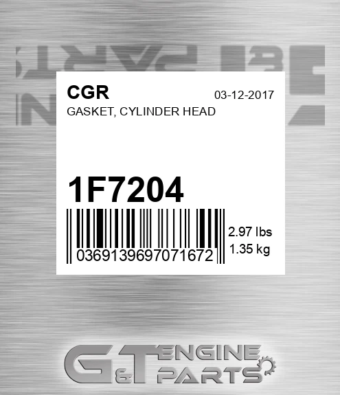 1F7204 CGR Gasket, Cylinder Head