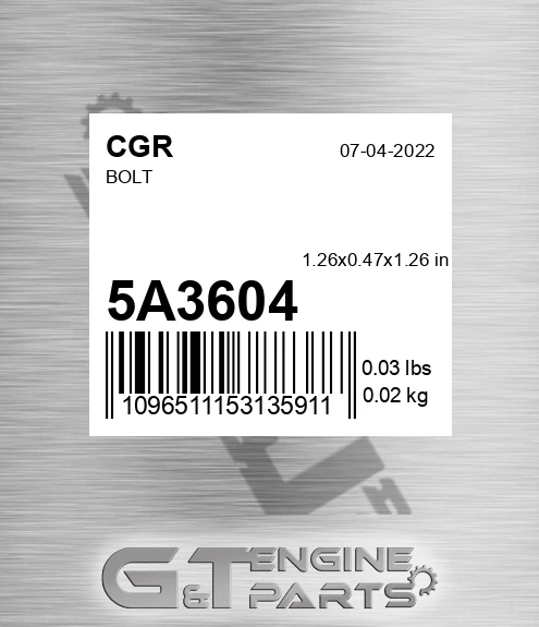 5A3604 CGR Bolt