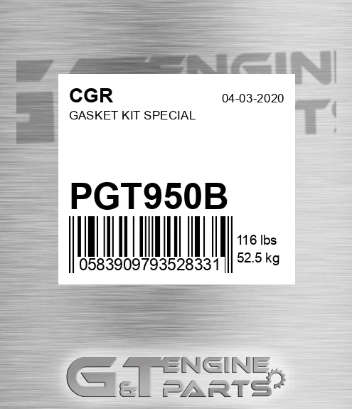 PGT950B Gasket Kit Special