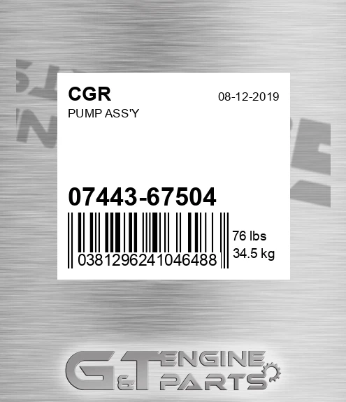 07443-67504 Pump Ass'y for CGR