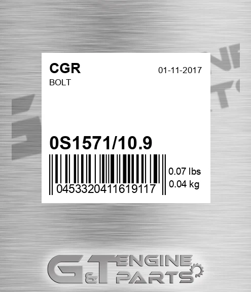 0S1571/10.9 Bolt