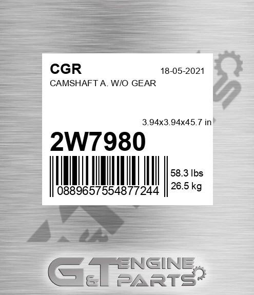 2W7980 Camshaft A. W/o Gear