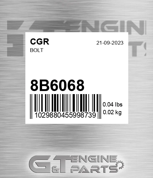 8B6068 CGR Bolt
