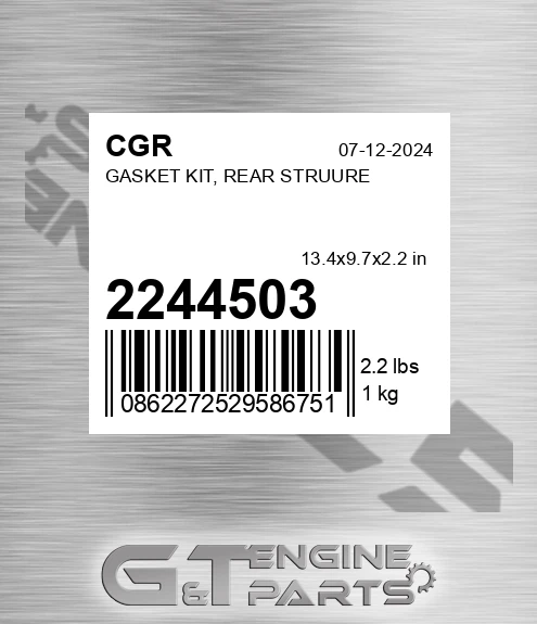 2244503 CGR Gasket Kit, Rear Struure