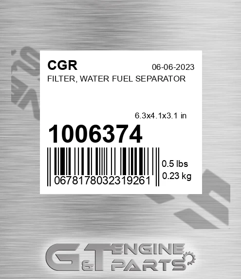 1006374 CGR Filter, Water Fuel Separator
