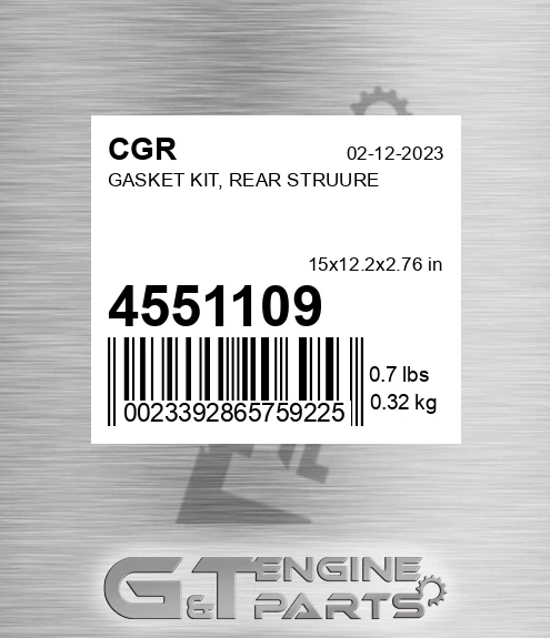 4551109 CGR Gasket Kit, Rear Struure