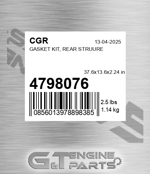 4798076 Gasket Kit, Rear Struure