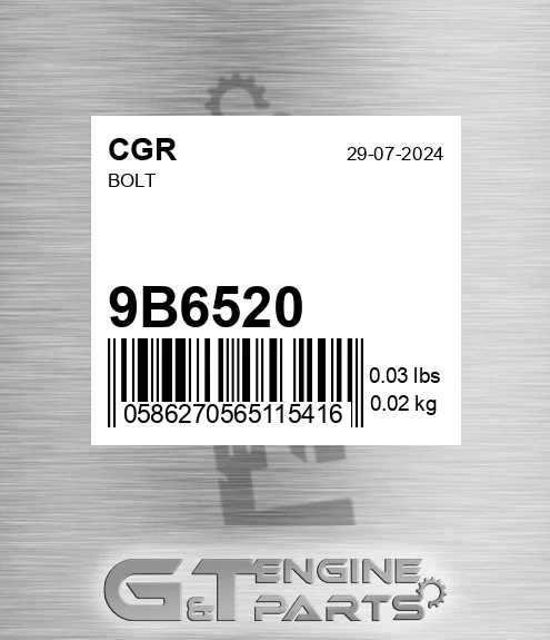 9B6520 Bolt