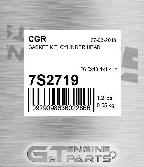 7S2719 CGR Gasket Kit, Cylinder Head