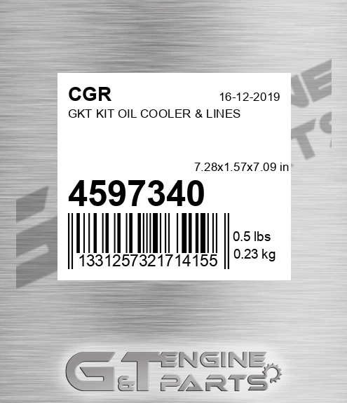 4597340 CGR Gkt Kit Oil Cooler & Lines