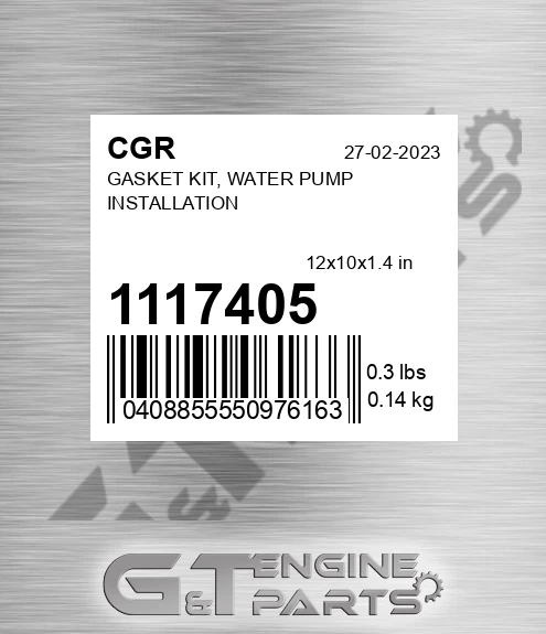 1117405 CGR Gasket Kit, Water Pump Installation