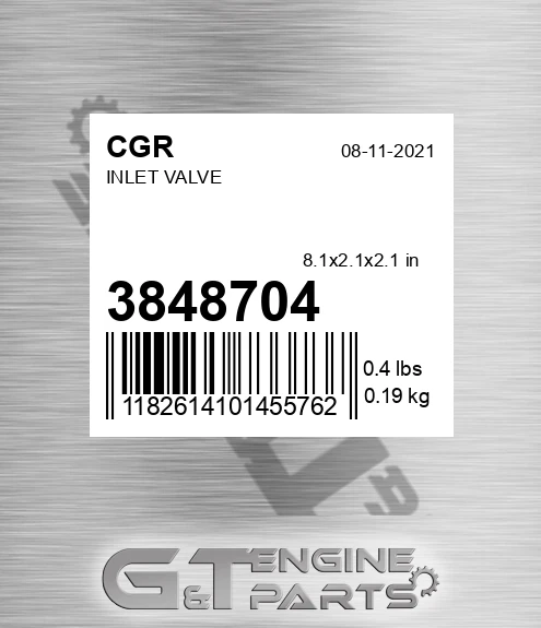 3848704 Inlet Valve for CGR
