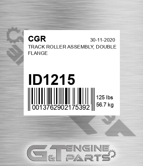 ID1215 Track Roller Assembly, Double Flange
