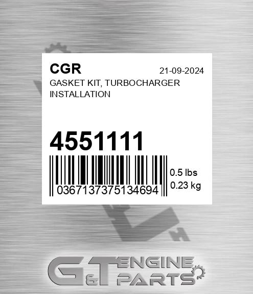 4551111 Gasket Kit, Turbocharger Installation