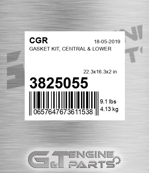 3825055 Gasket Kit, Central & Lower for CGR
