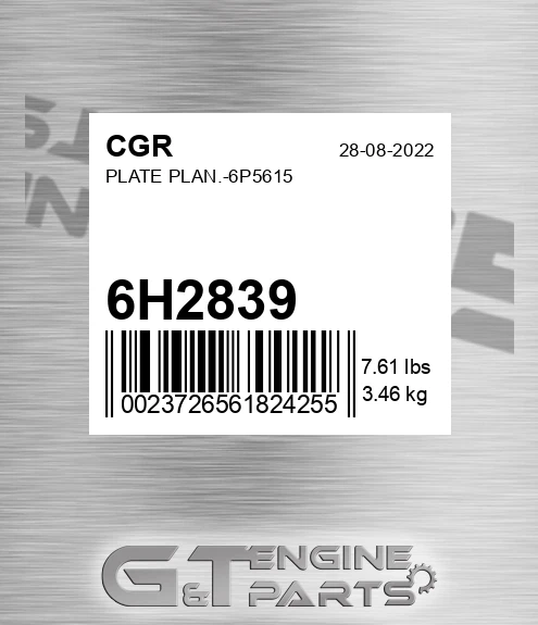 6H2839 Plate Plan.-6p5615