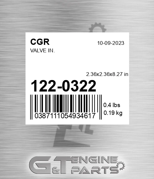 122-0322 CGR Valve In.