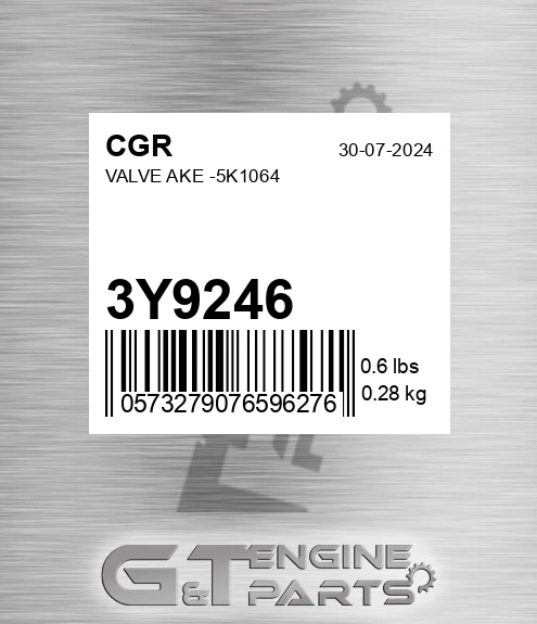3Y9246 CGR Valve Ake -5k1064
