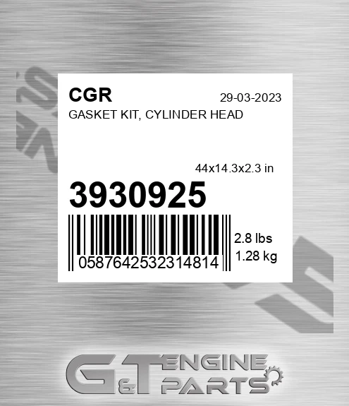 3930925 Gasket Kit, Cylinder Head