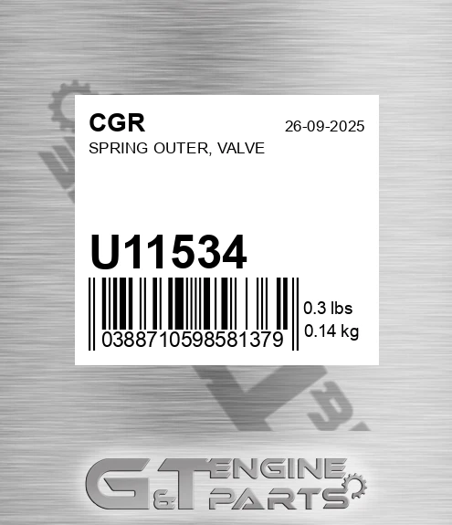 U11534 CGR Spring Outer, Valve
