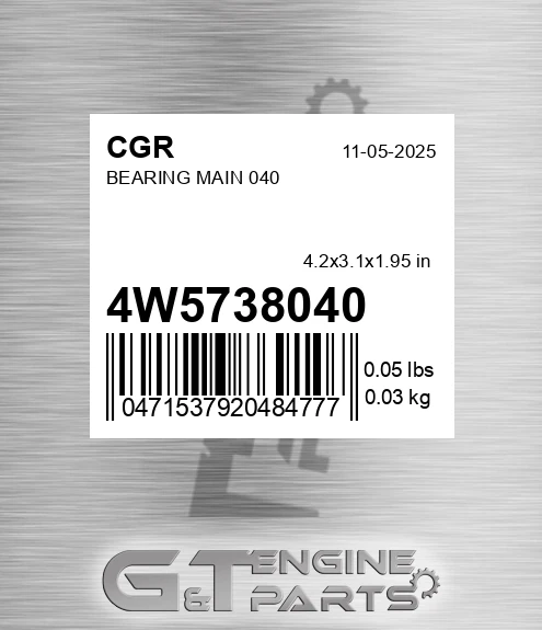 4W5738040 Bearing Main 040 for CGR