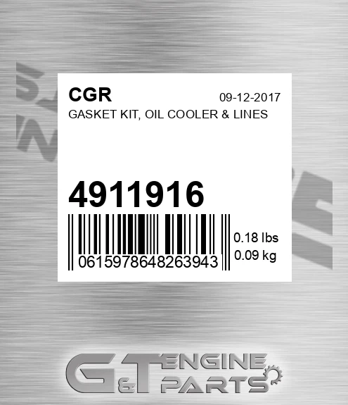 4911916 Gasket Kit, Oil Cooler & Lines