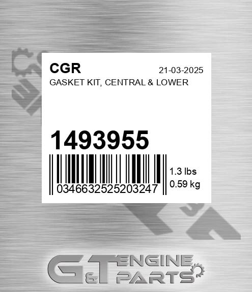 1493955 Gasket Kit, Central & Lower
