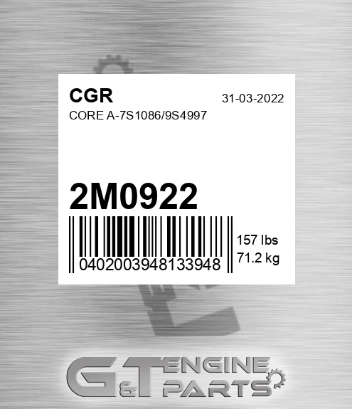 2M0922 CGR Core A-7s1086/9s4997