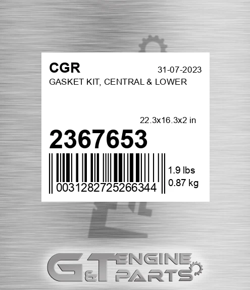 2367653 CGR Gasket Kit, Central & Lower