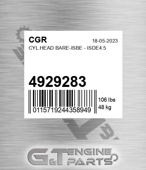 4929283 Cyl.head Bare-isbe - Isde4.5