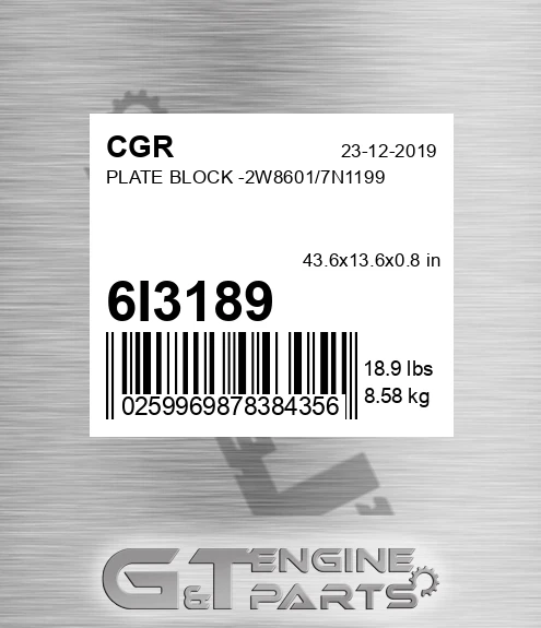 6I3189 Plate Block -2w8601/7n1199 for CGR