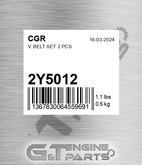 2Y5012 V. Belt Set 2 Pcs for CGR