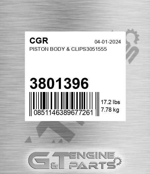 3801396 Piston Body & Clips3051555