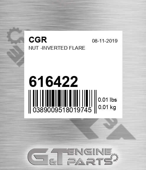 616422 Nut -inverted Flare