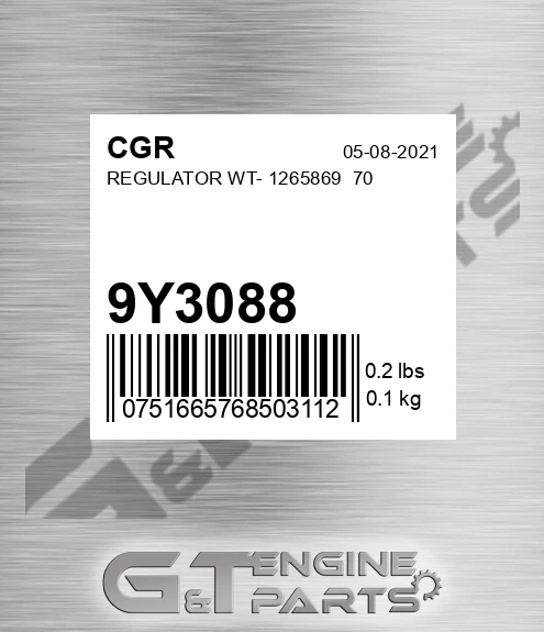 9Y3088 CGR Regulator Wt- 1265869 70