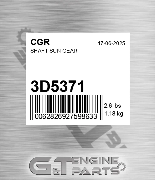 3D5371 Shaft Sun Gear